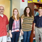 Professors Mike Veatch and Jonathan Senning with students Olivia Gray and Juliann Booth