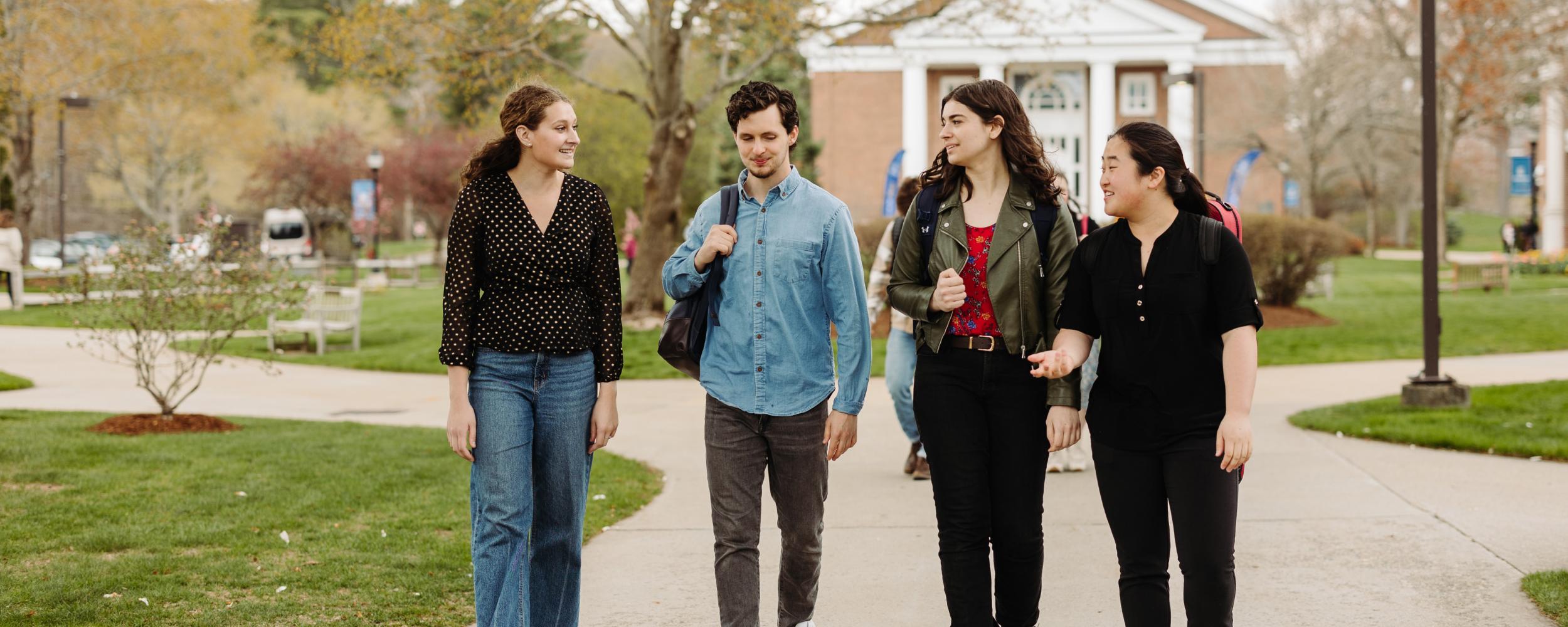 students walking on campus