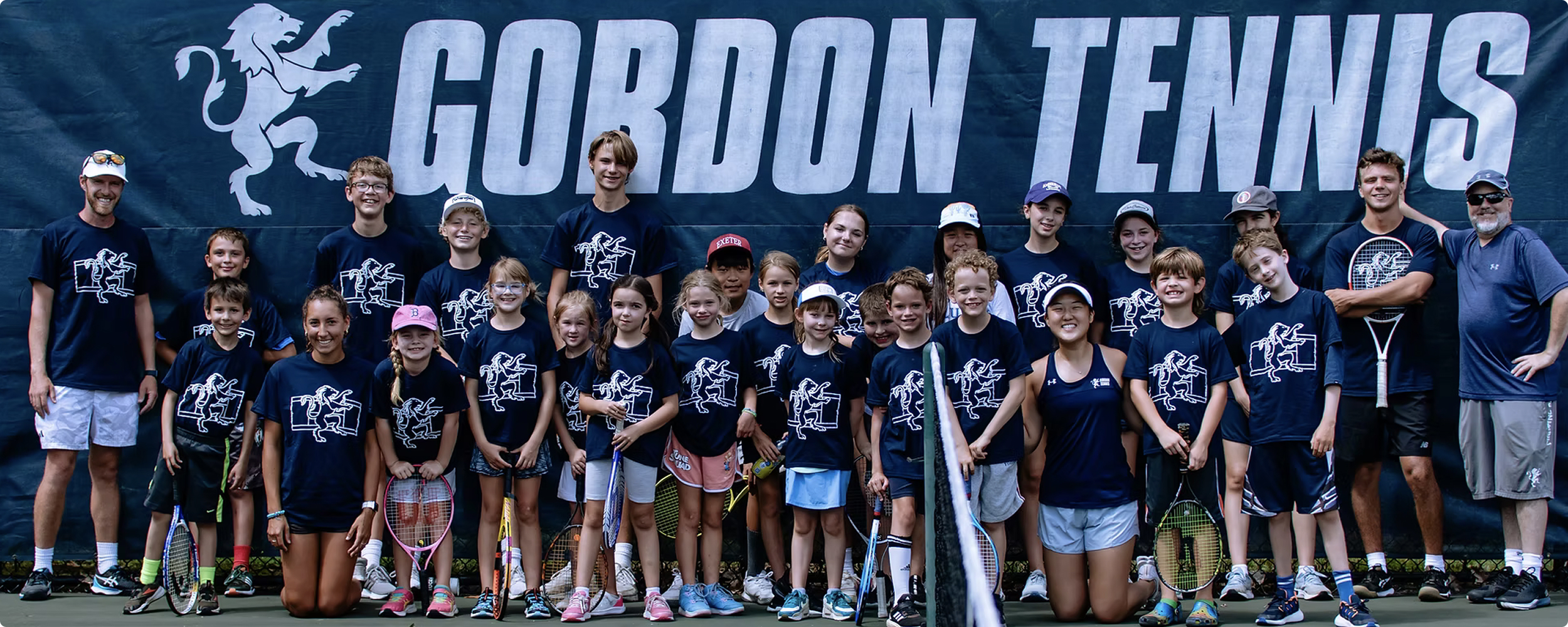 kids at Gordon College tennis camp