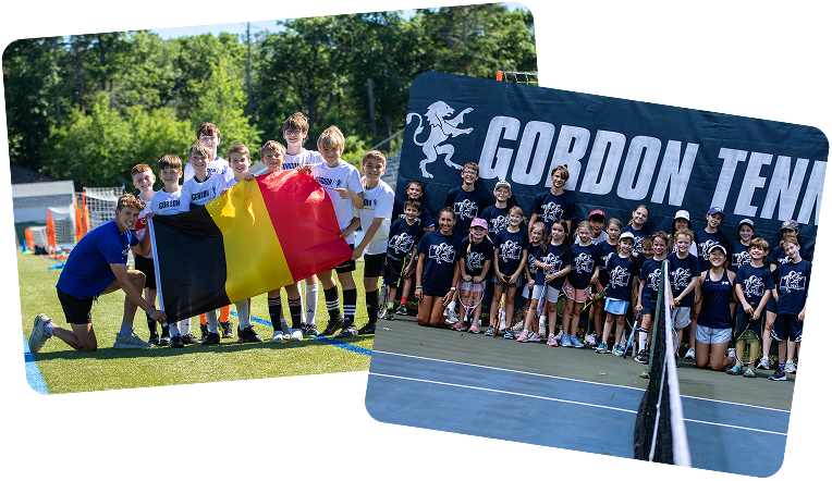 kids at camp: playing soccer and tennis